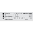 Bohrer-Bit-Box 15-tlg. Holzbohrer mit E 6.3 Schaft &Oslash; 3, 4, 5, 6 mm Bits: PZ, TX,