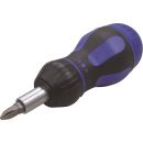 1/4" Stubby Ratchet Screwdriver with 7 Bits